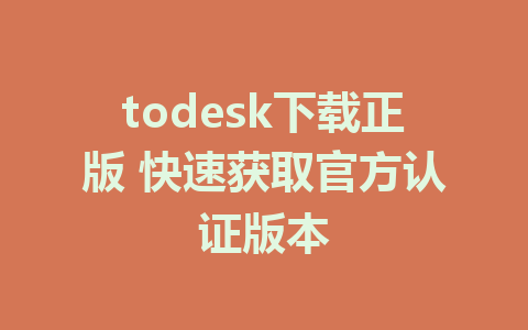 todesk下载正版 快速获取官方认证版本