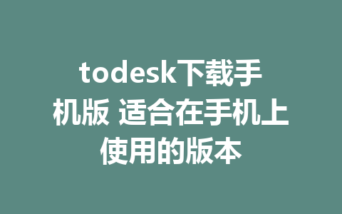 todesk下载手机版 适合在手机上使用的版本