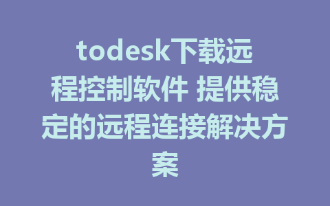 todesk下载远程控制软件 提供稳定的远程连接解决方案