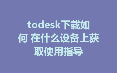 todesk下载如何 在什么设备上获取使用指导