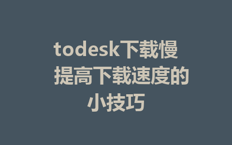 todesk下载慢  提高下载速度的小技巧