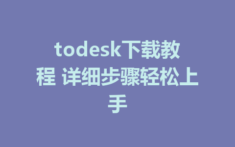 todesk下载教程 详细步骤轻松上手