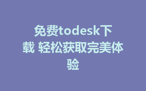 免费todesk下载 轻松获取完美体验