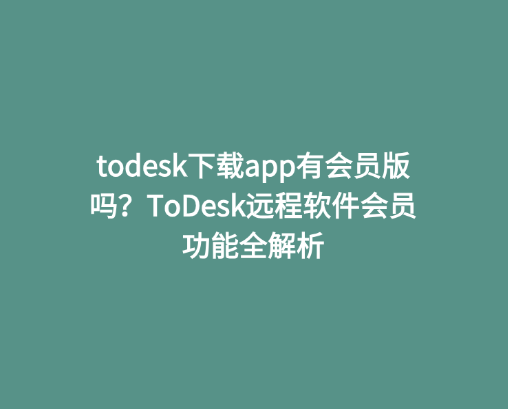 todesk下载app有会员版吗？ToDesk远程软件会员功能全解析