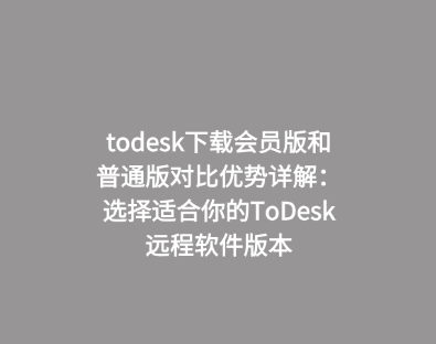 todesk下载会员版和普通版对比优势详解：选择适合你的ToDesk远程软件版本